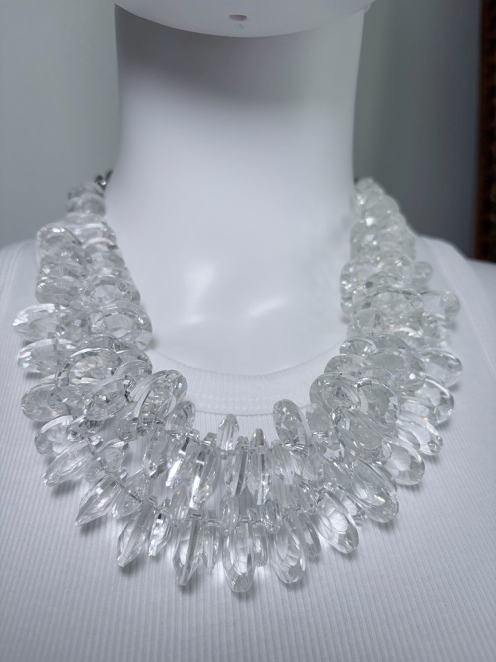 Zara Crystal Statement Bib Necklace  Clear